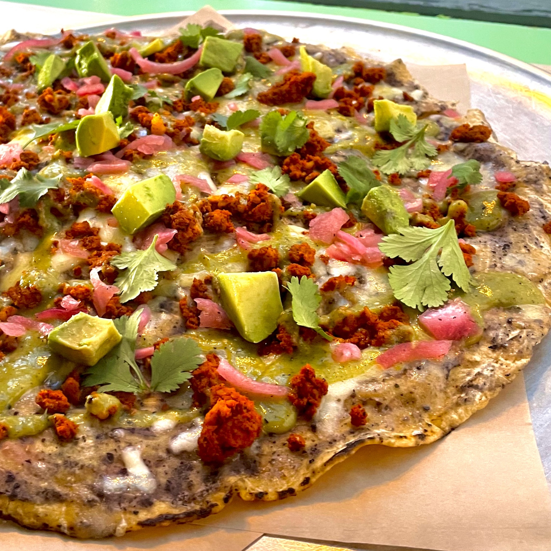 longaniza sausage tlayuda