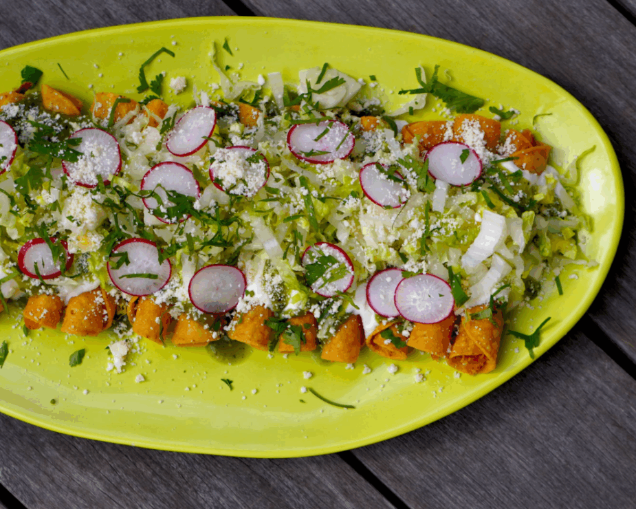 Classic Crispy Rolled Tacos (AKA Flautas or Taquitos) with everything