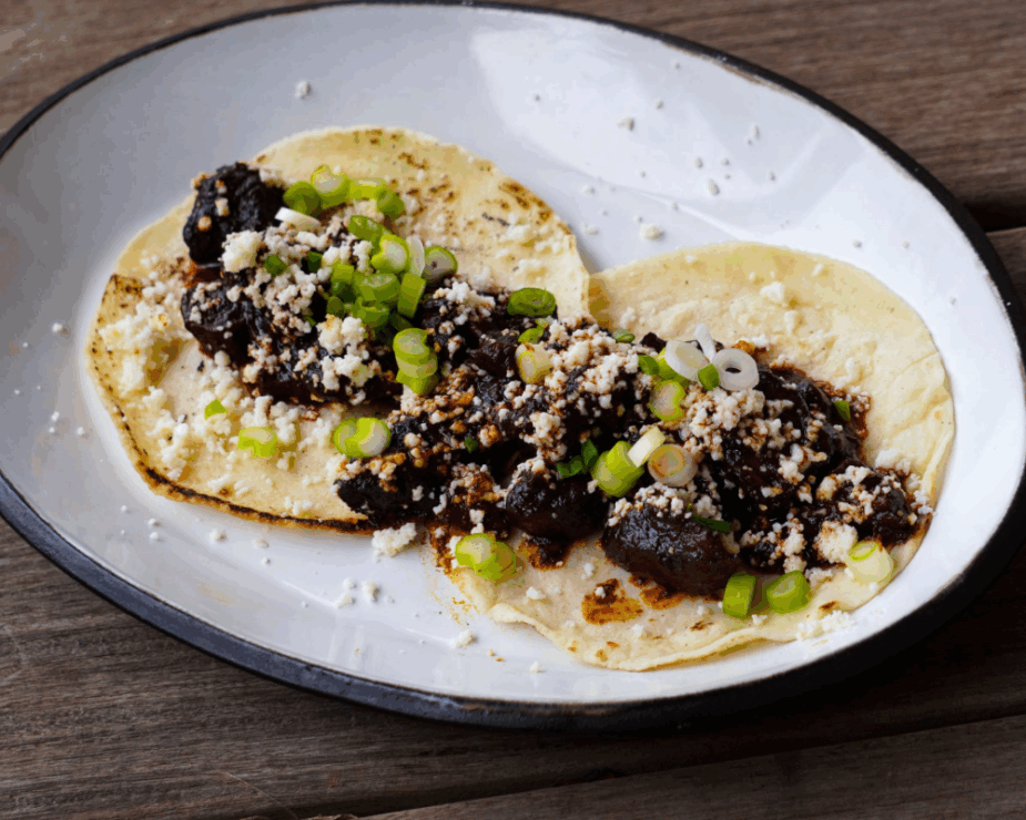 Pasilla-braised Pork and Mushroom Tacos